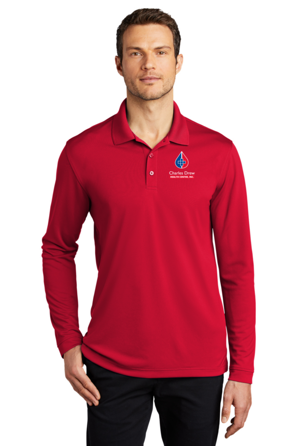 K110LS Port Authority ® Dry Zone ® UV Micro-Mesh Long Sleeve Polo shown in Rich Red.