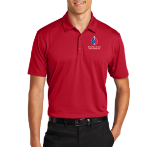 K398 Port Authority® Performance Staff Polo in red with CDHC logo on left chest.