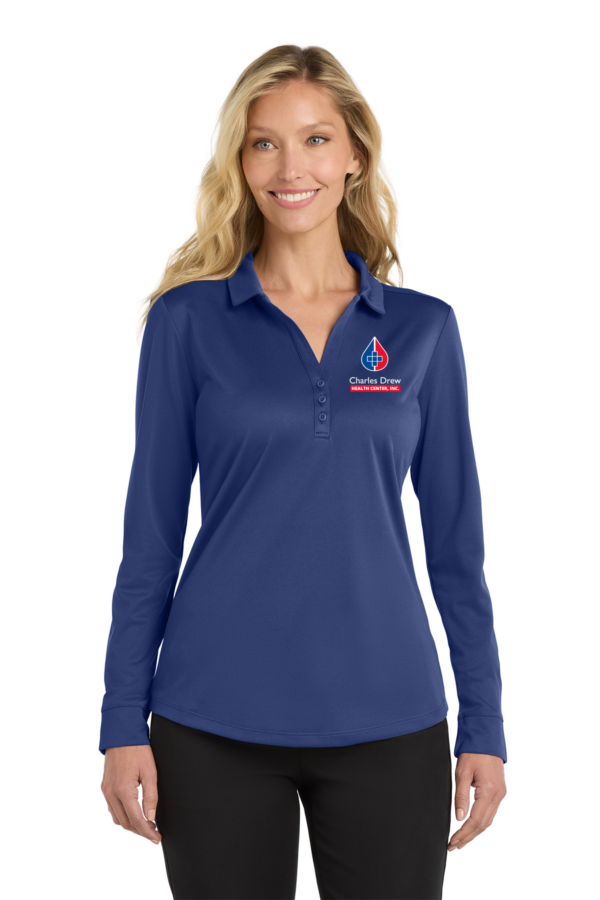 L540LS Port Authority ® Women's Silk Touch ™ Performance Long Sleeve Polo shown in Royal.