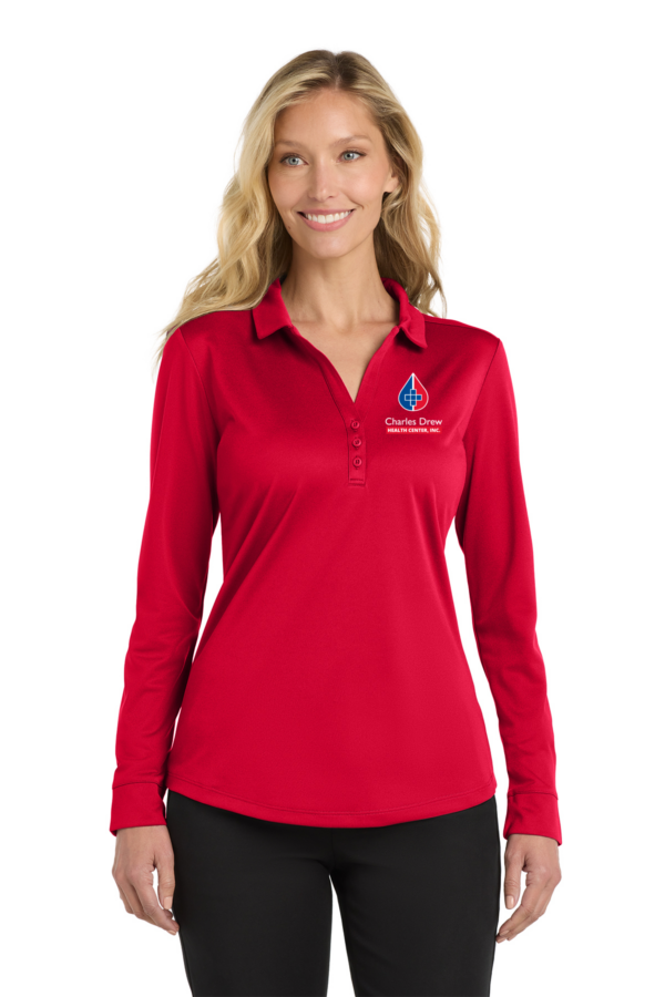 L540LS Port Authority ® Women's Silk Touch ™ Performance Long Sleeve Polo shown in Red.