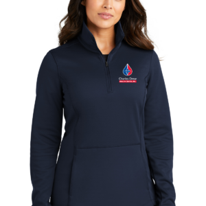 L804 Port Authority® Women's Smooth Fleece 1/4-Zip shown in color River Blue Navy with CDHC logo embroidered on the left chest.