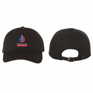black classic dad cap with the CDHC logo embroidered