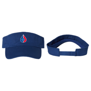 royal blue visor with tthe CHDC droplet embroidered on the front